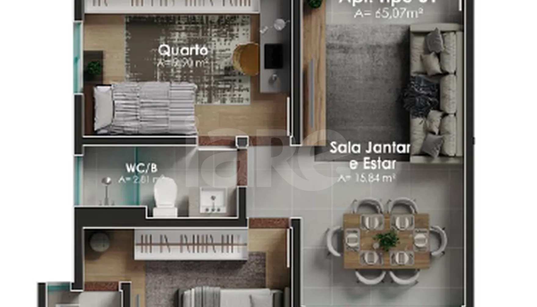 Planta — Apartamento 65,07 m²