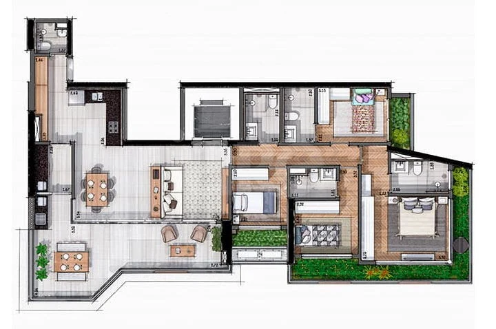 Planta — Apartamento 167,04 m²