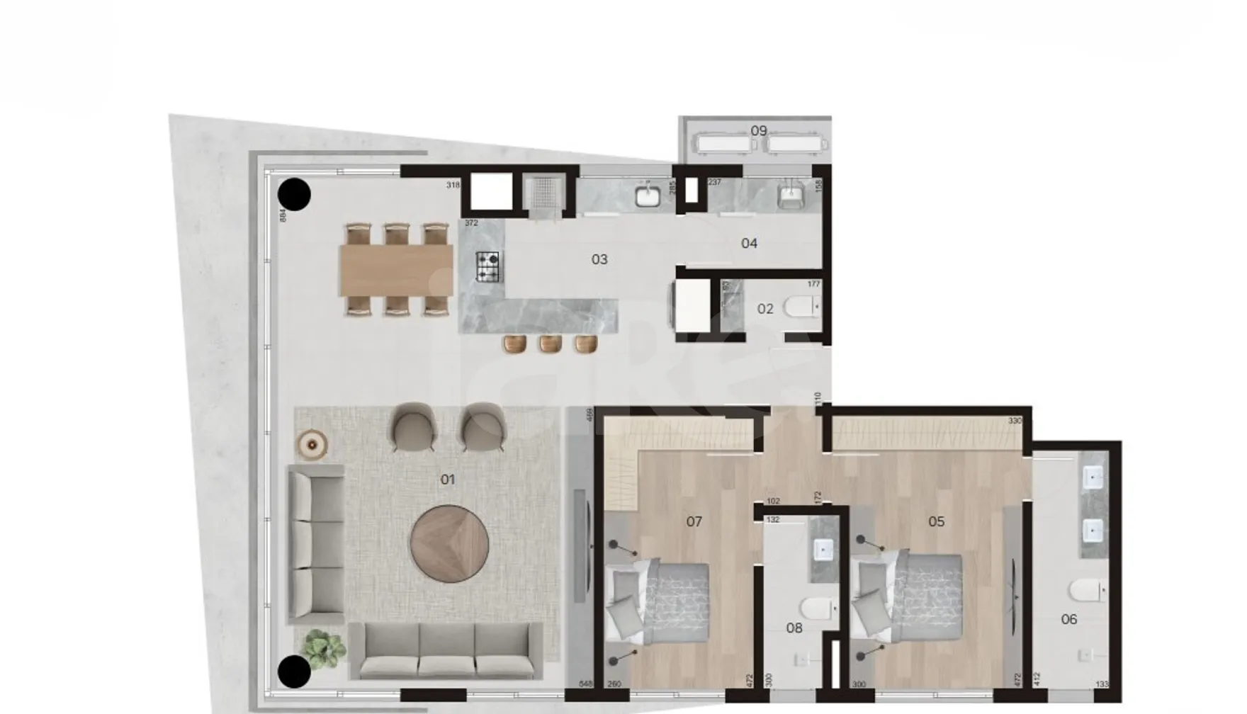 Planta — Apartamento 118,7 m²