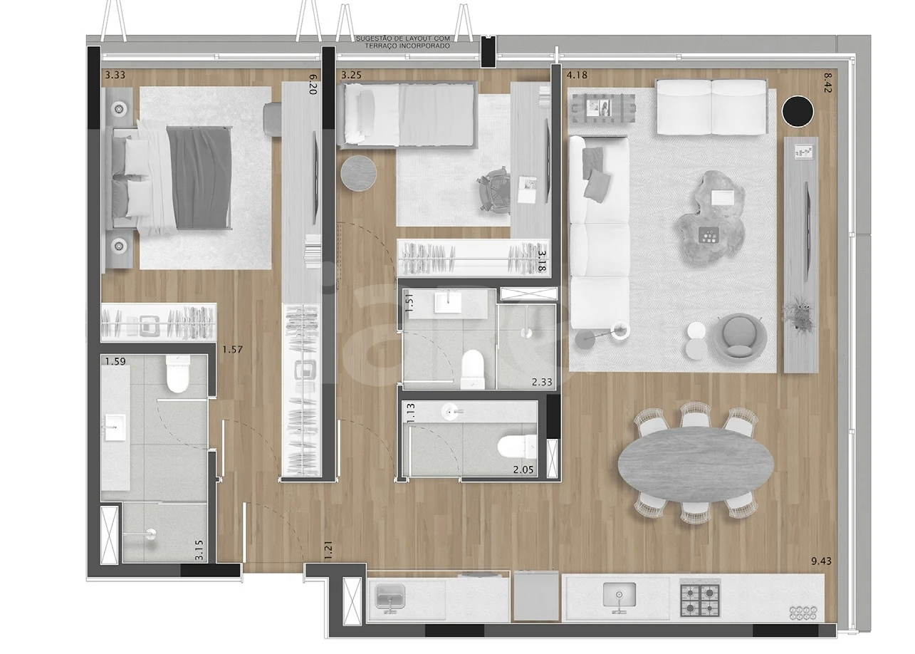 Planta — Apartamento 99,8 m²