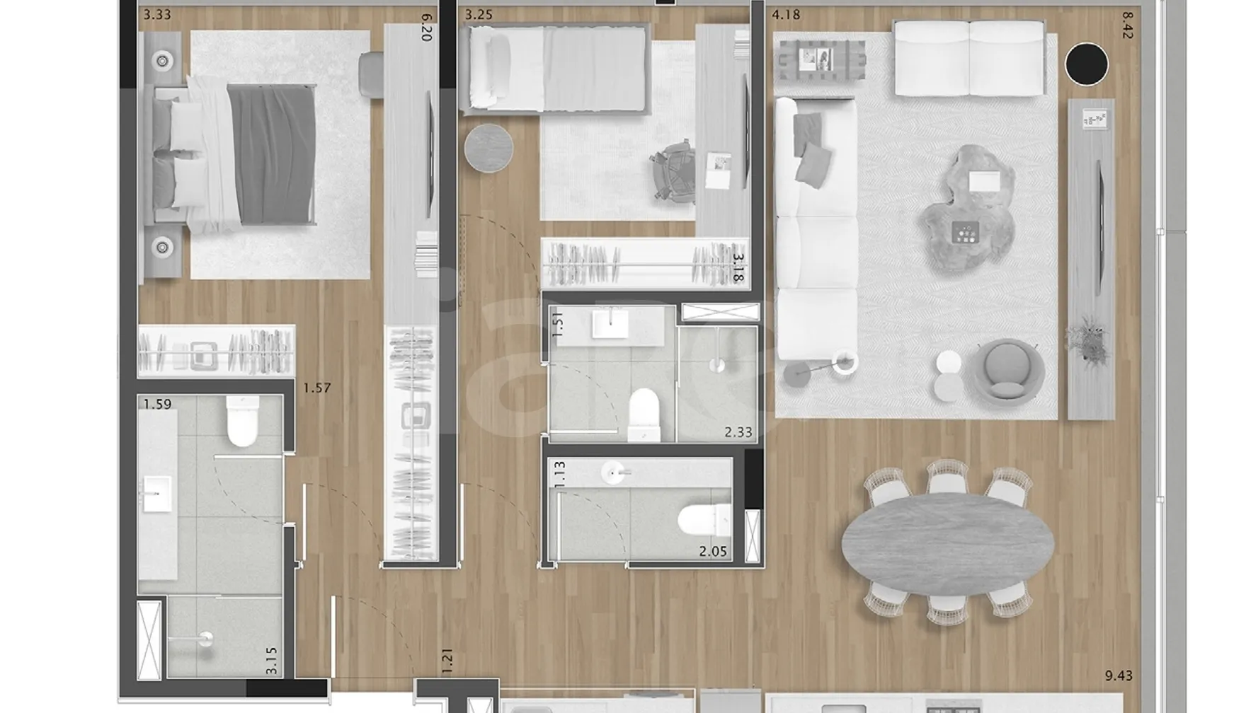 Planta — Apartamento 99,8 m²