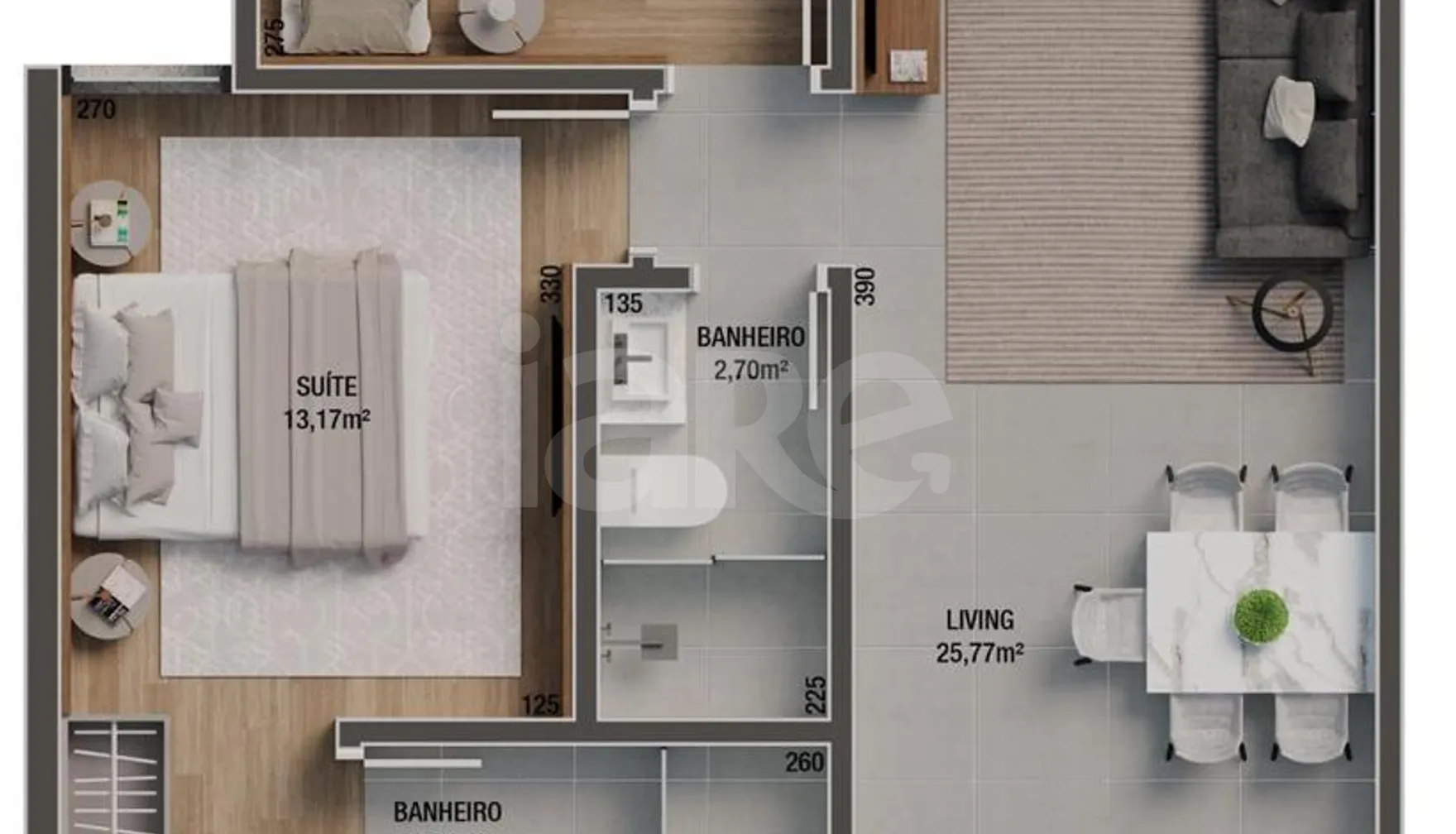 Planta — Apartamento 64,38 m²