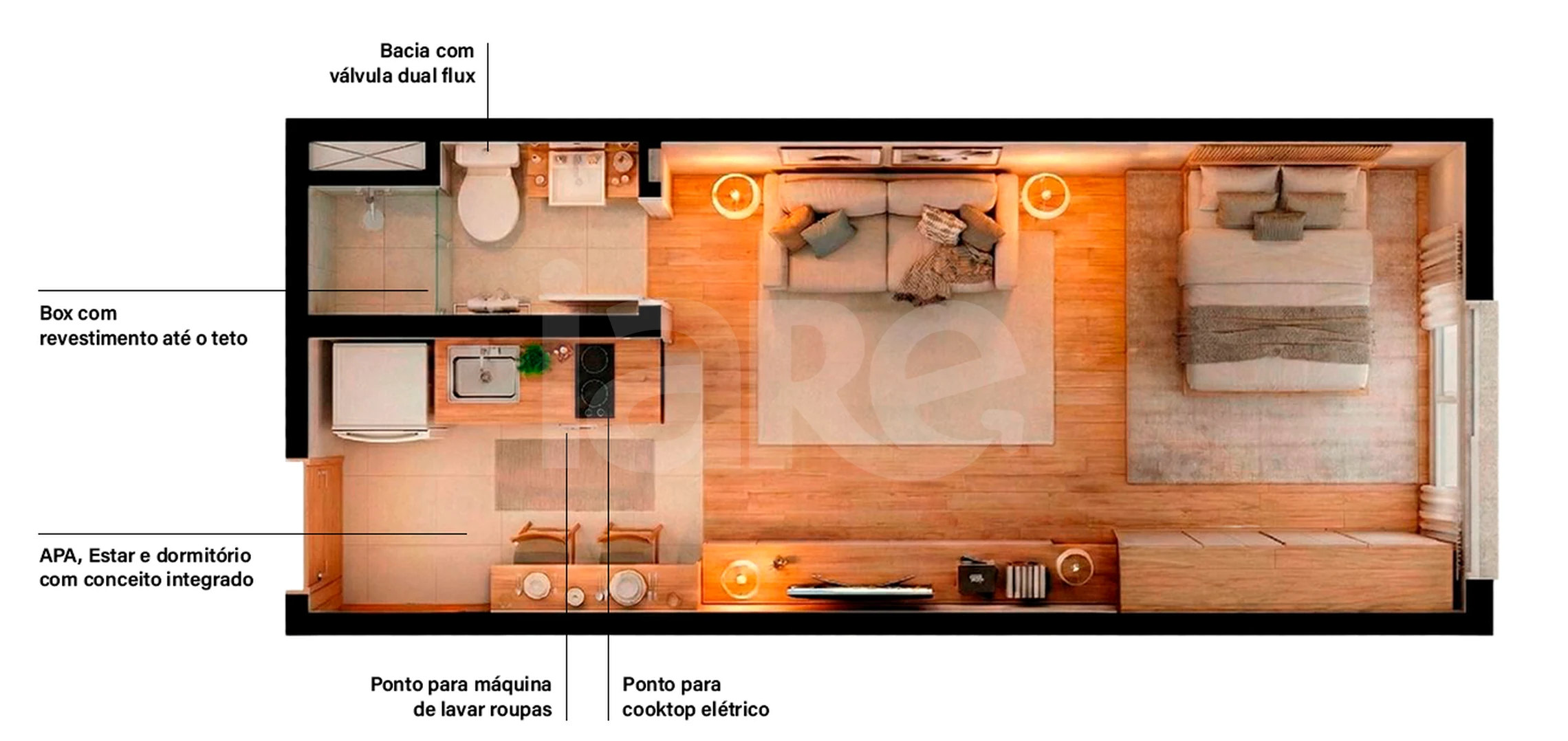 Planta — Studio 24,57 m²