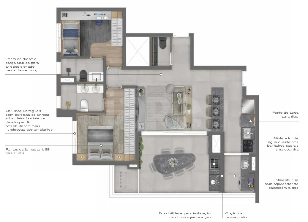 Planta — Apartamento 87,32 m²