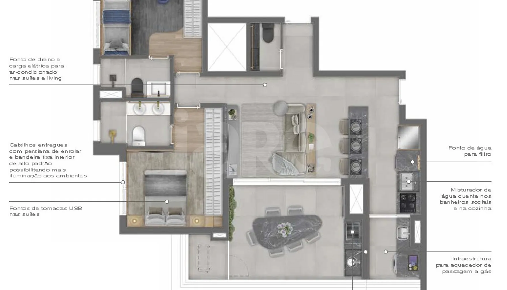 Planta — Apartamento 87,32 m²