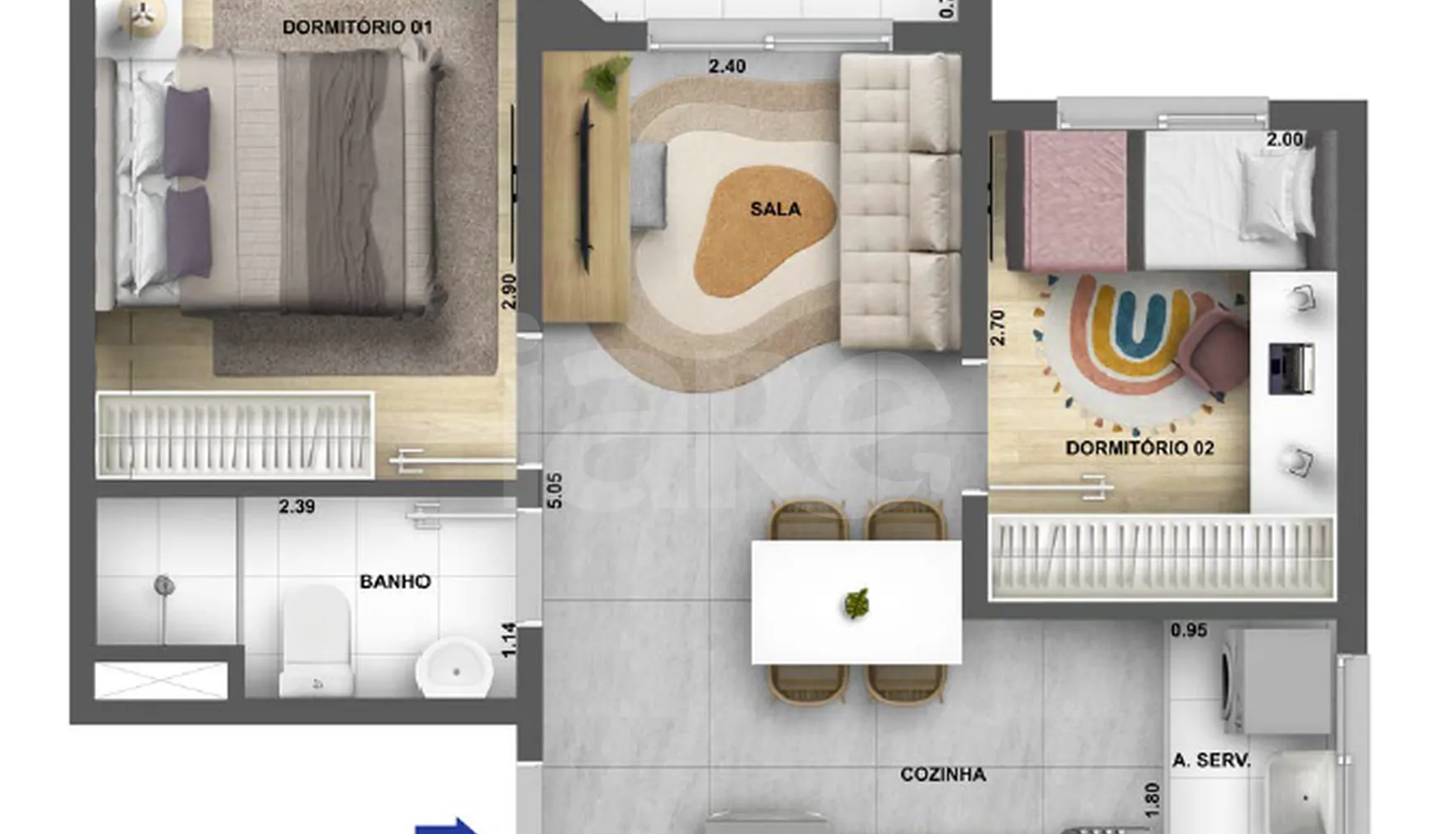 Planta — Apartamento 38,35 m²