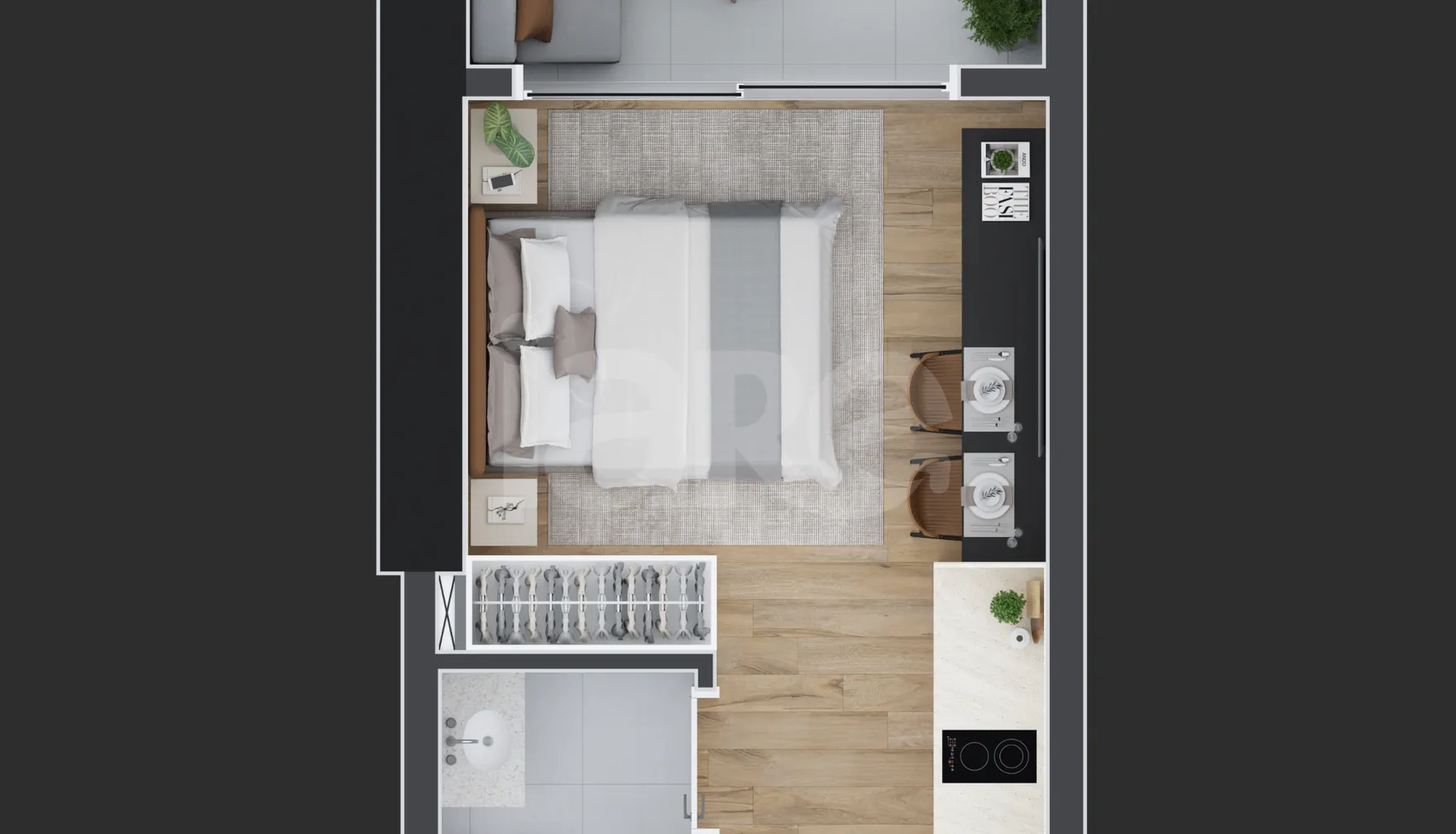 Planta — Studio 25,45 m²