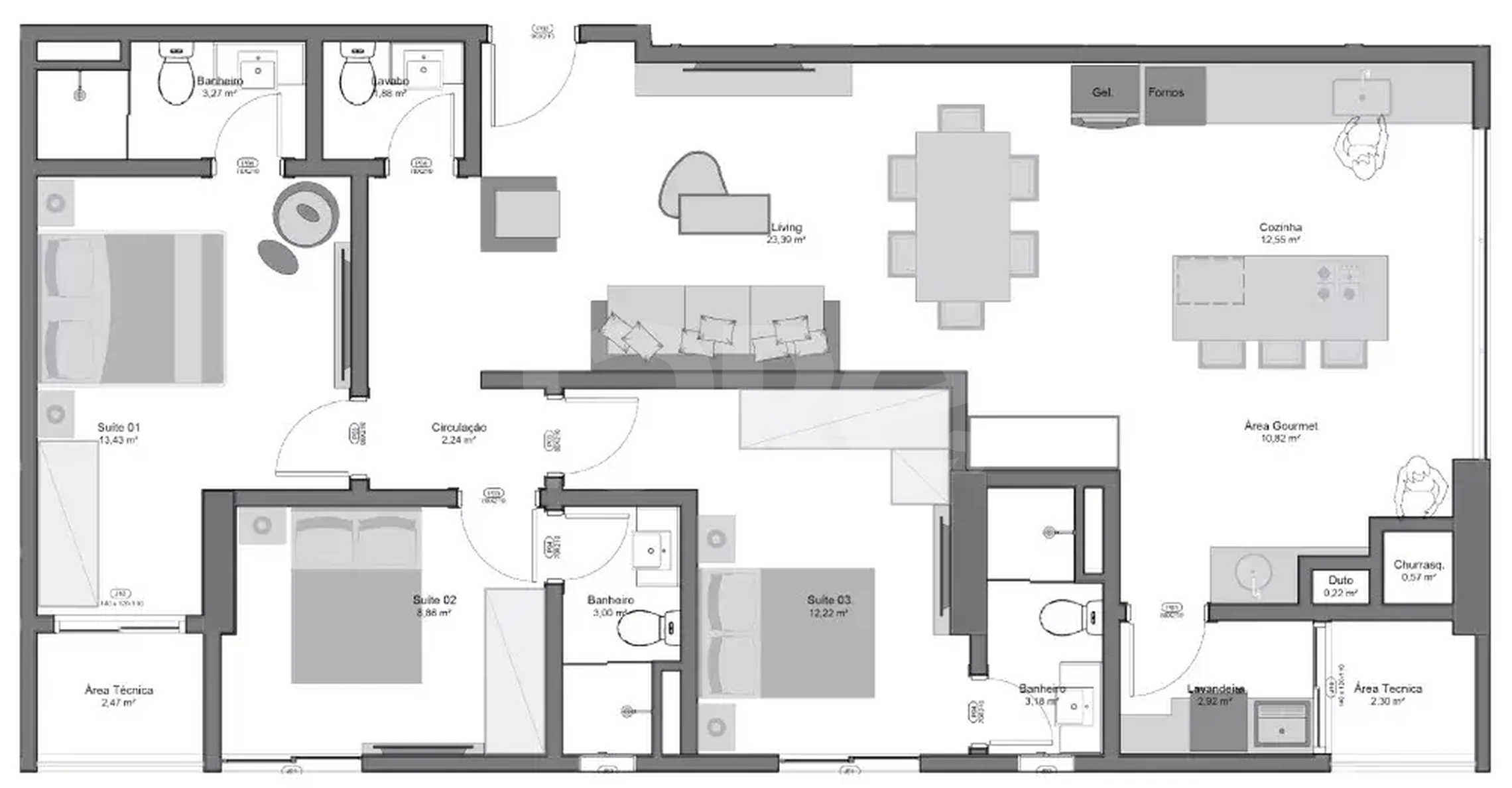 Planta — Apartamento 120 m²