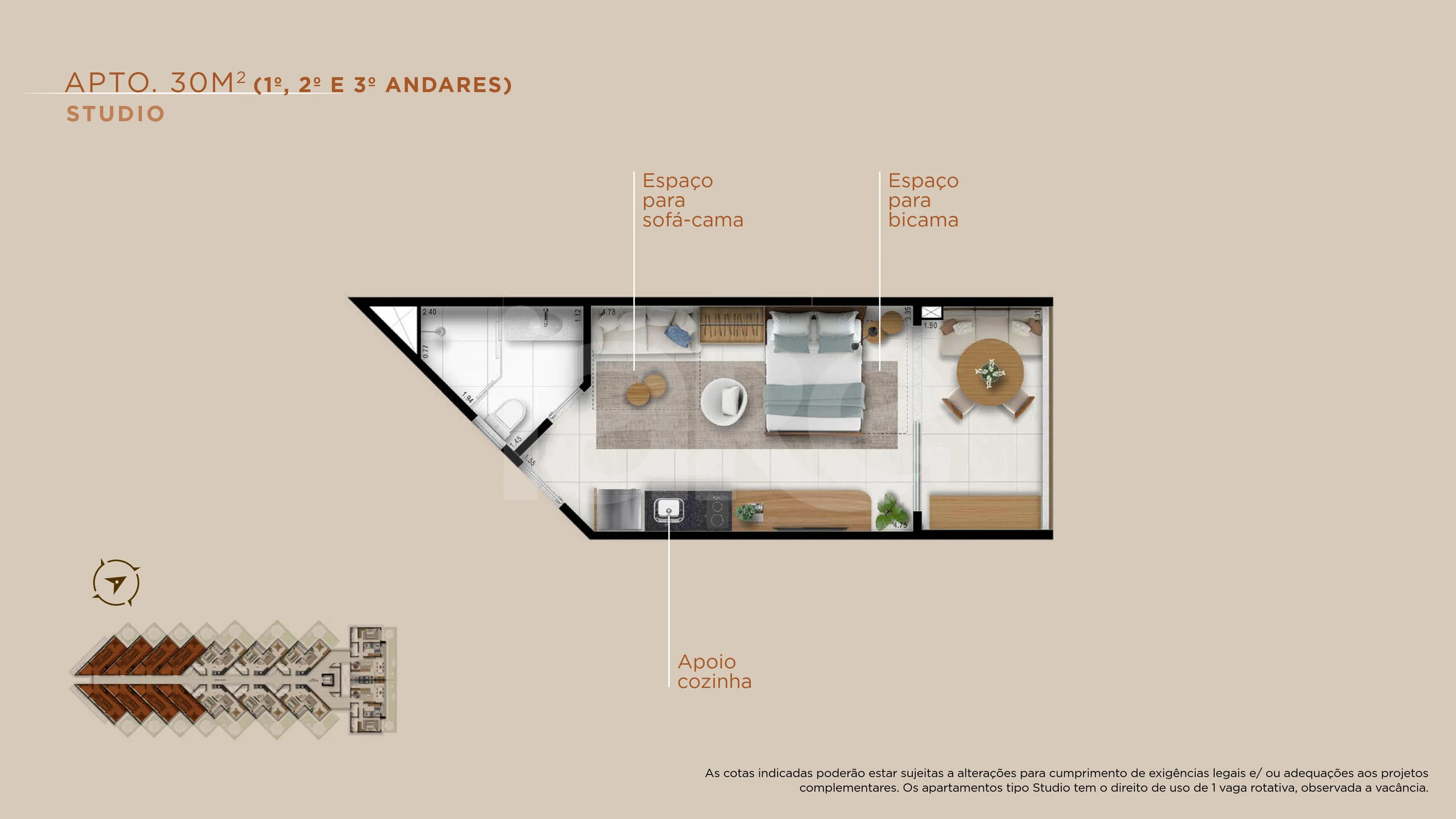 Planta — Studio Praia 30,54 m²
