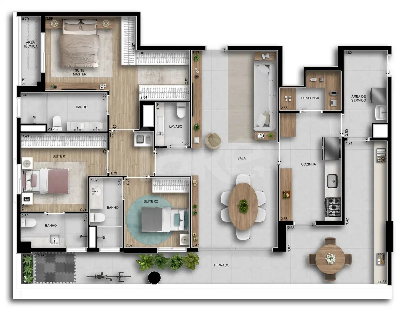Planta — Apartamento 150,64 m²