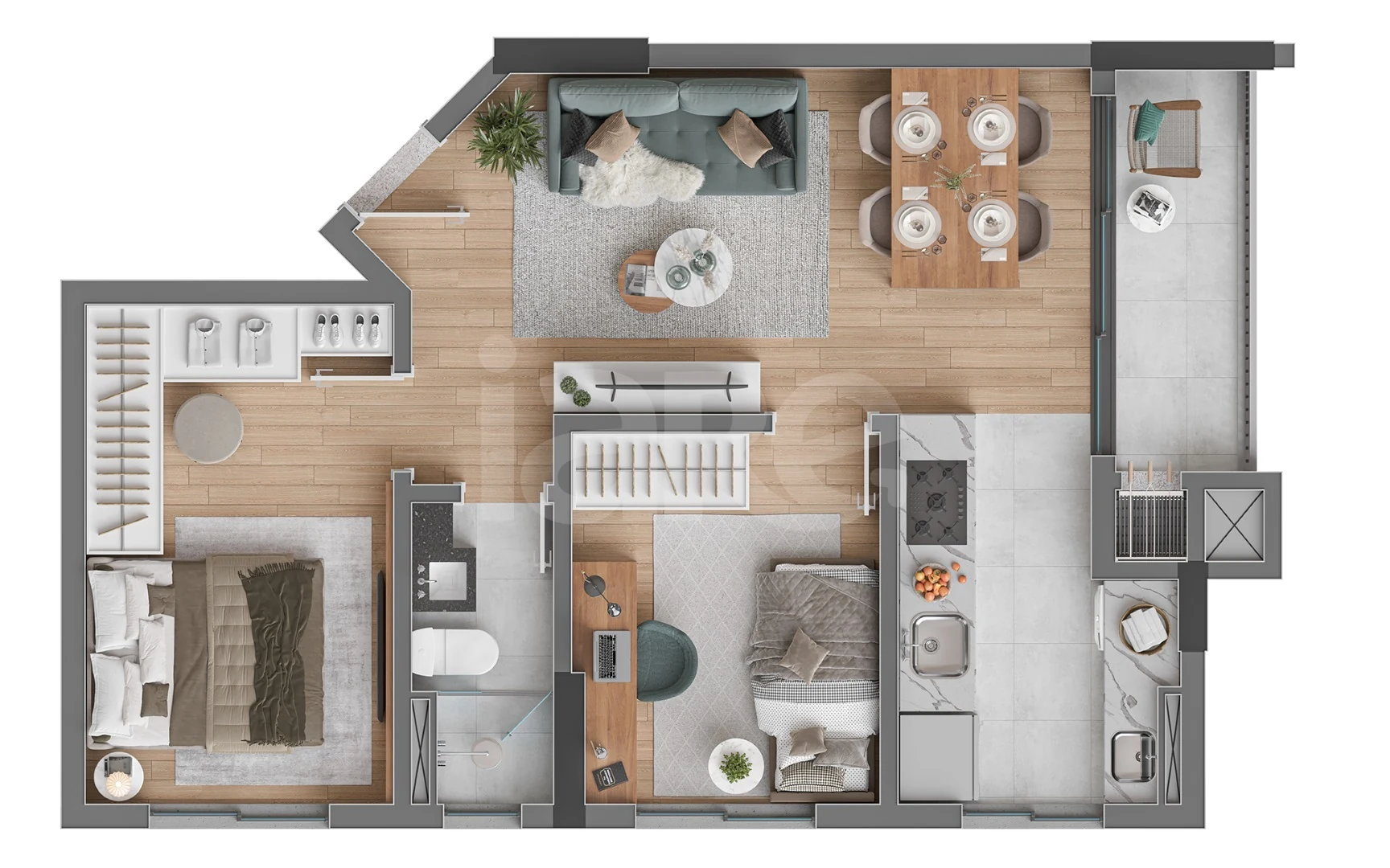Planta — Apartamento 51,4 m²