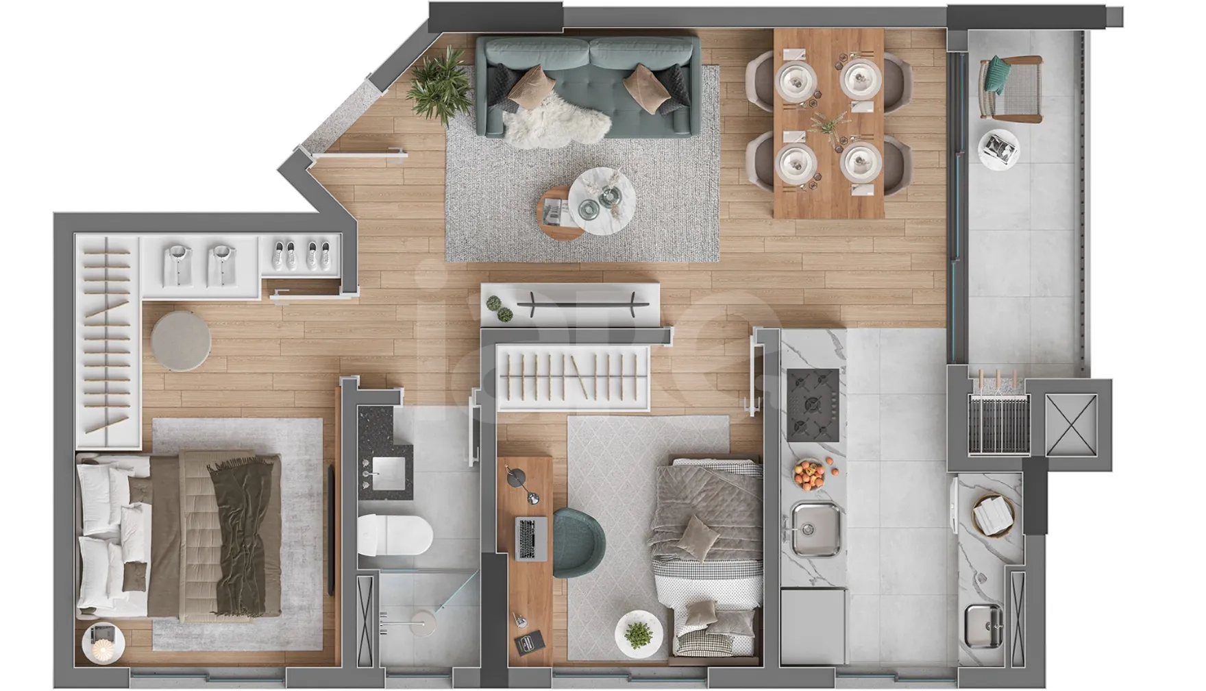 Planta — Apartamento 51,4 m²