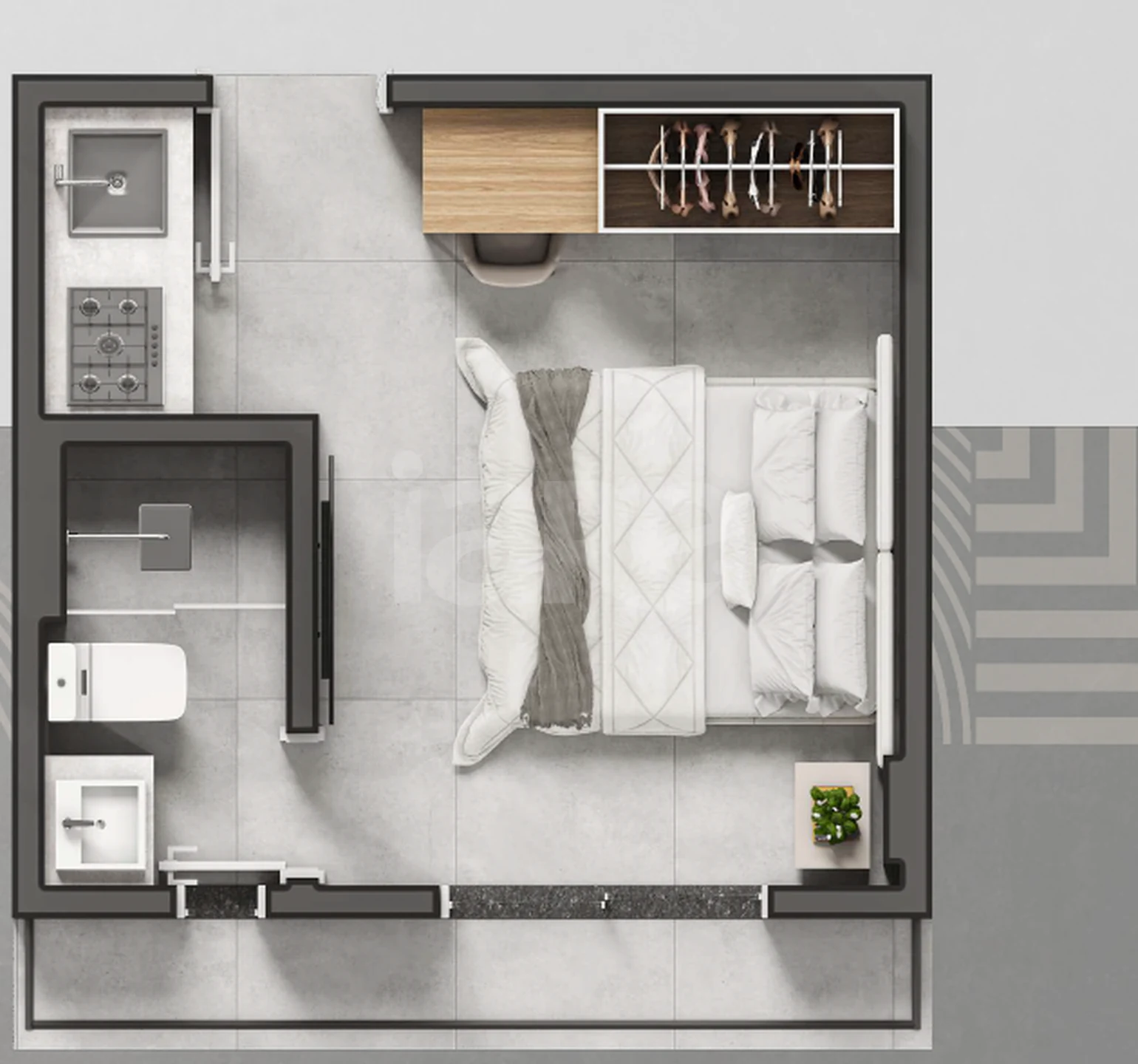 Planta — Studio 18,03 m²