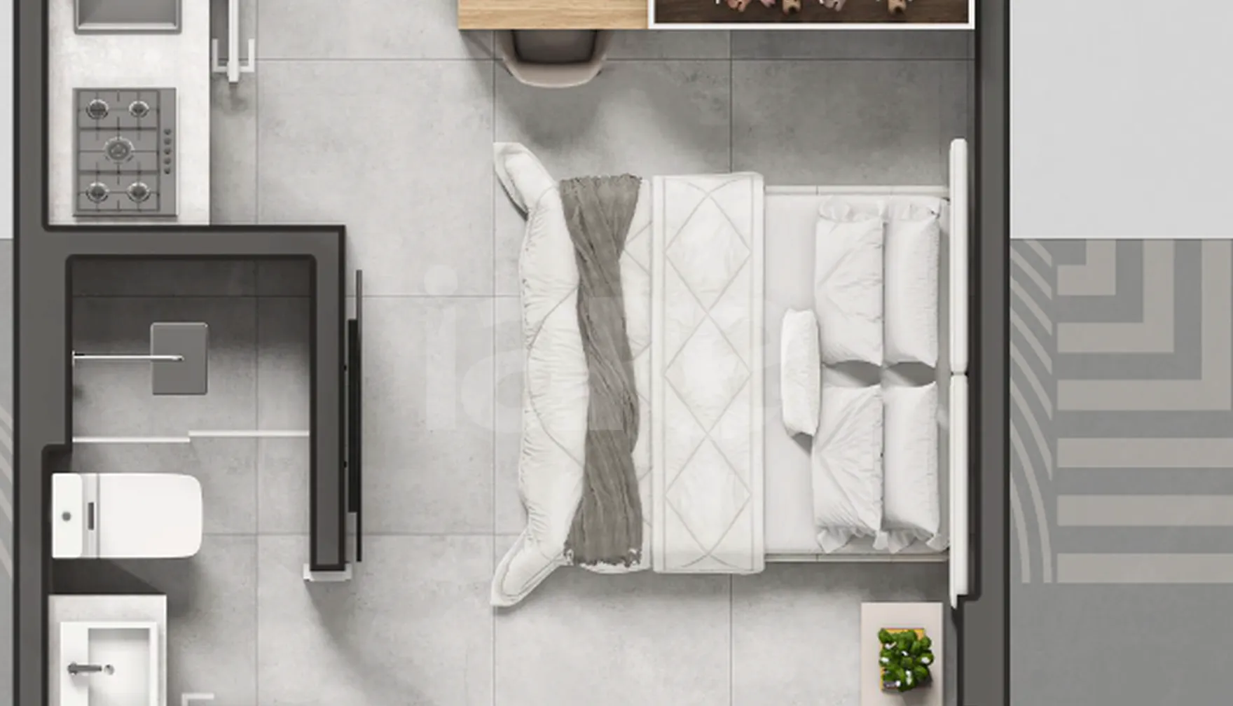 Planta — Studio 18,03 m²