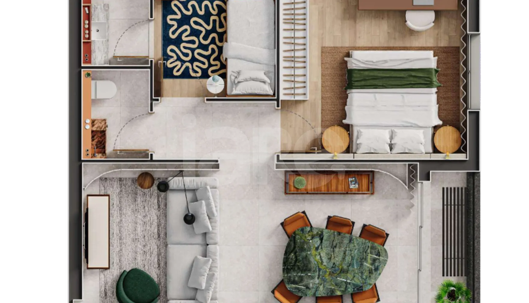 Planta — Apartamento 77,98 m²