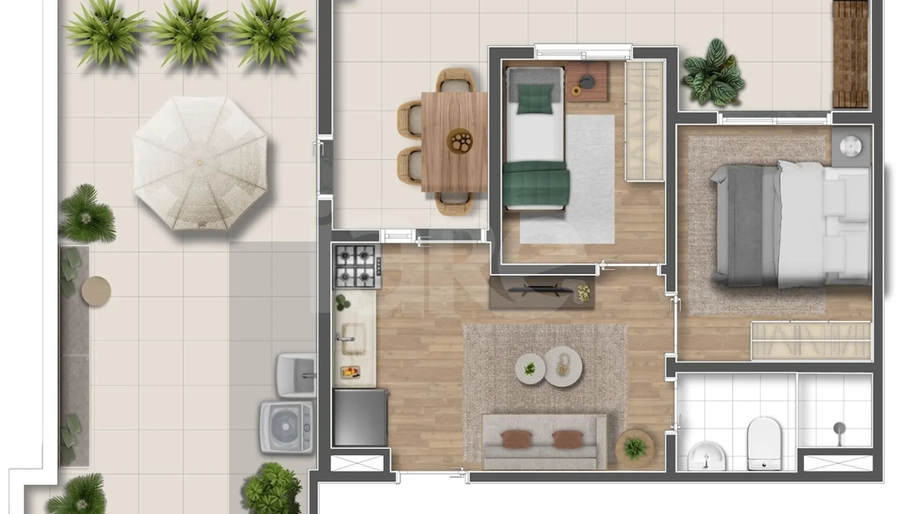 Planta — Apartamento 57,27 m²