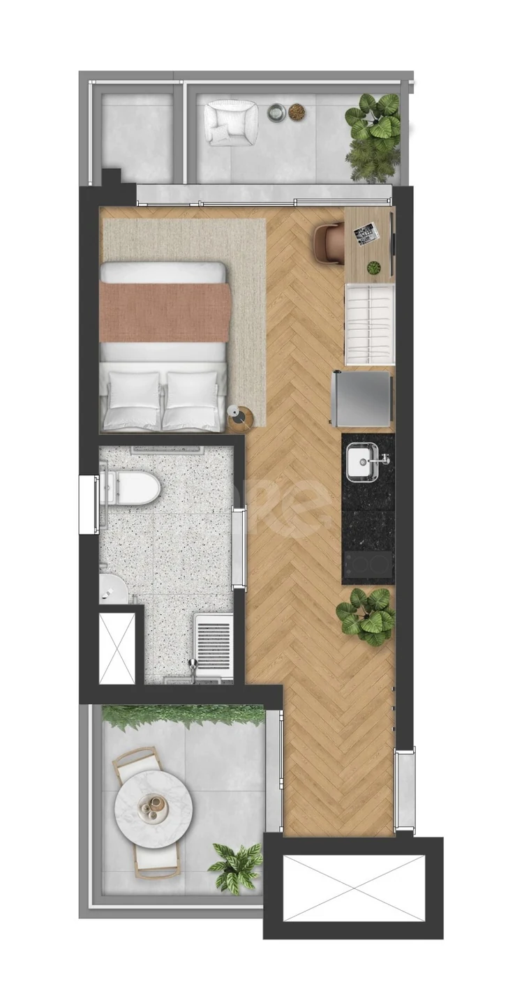 Planta — Studio 32,9 m²