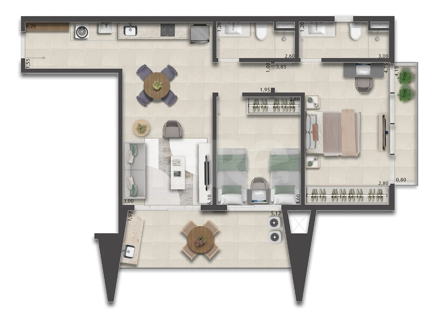 Planta — Apartamento 79,85 m²