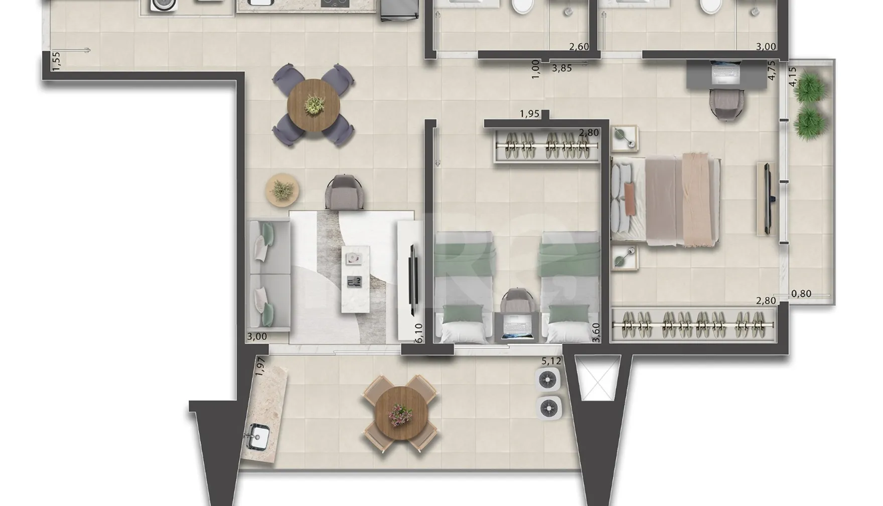 Planta — Apartamento 79,85 m²
