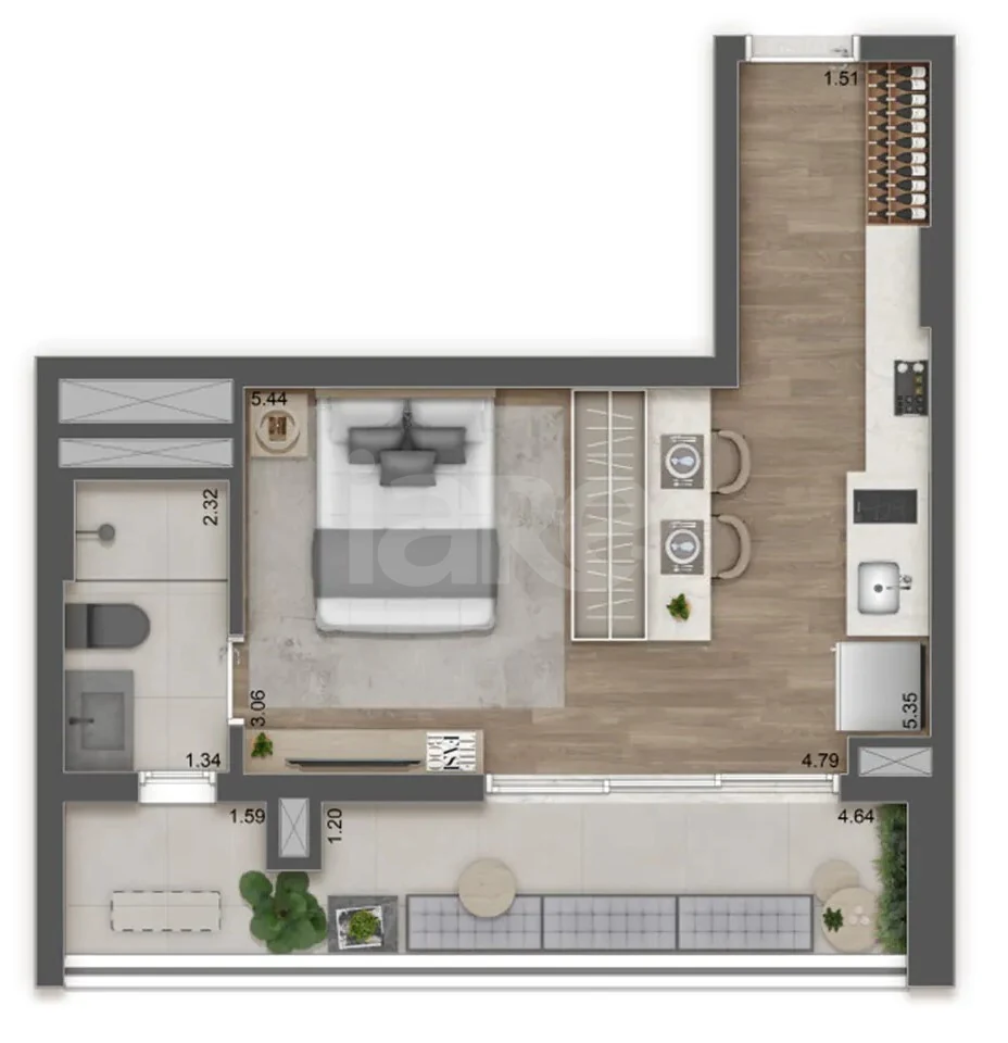 Planta — Apartamento 39,17 m²