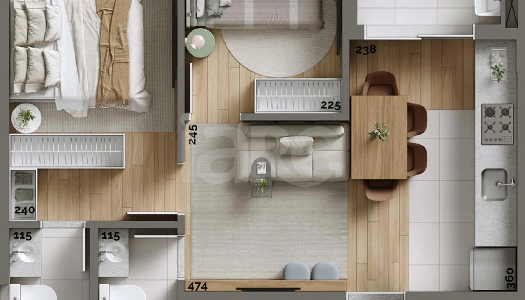 Planta — Apartamento 44,69 m²