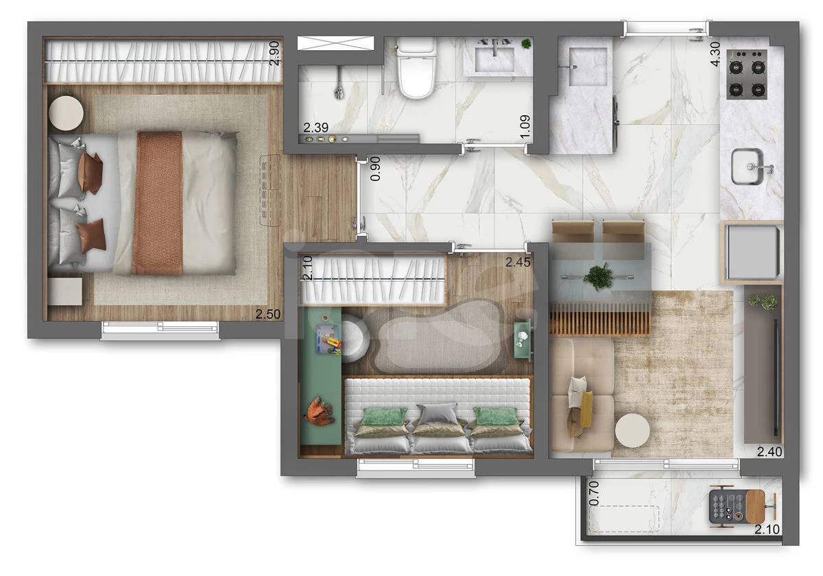 Planta — Apartamento 32,54 m²