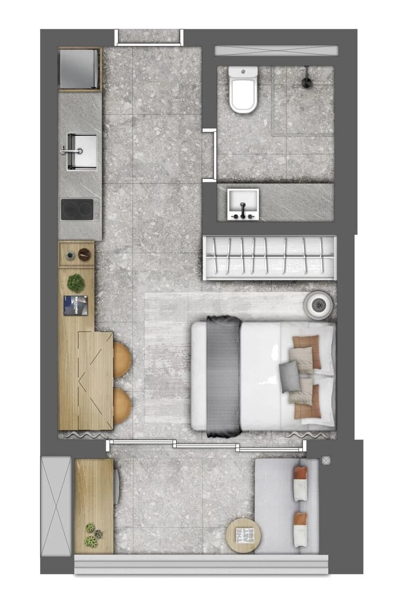 Planta — Studio 26,42 m²