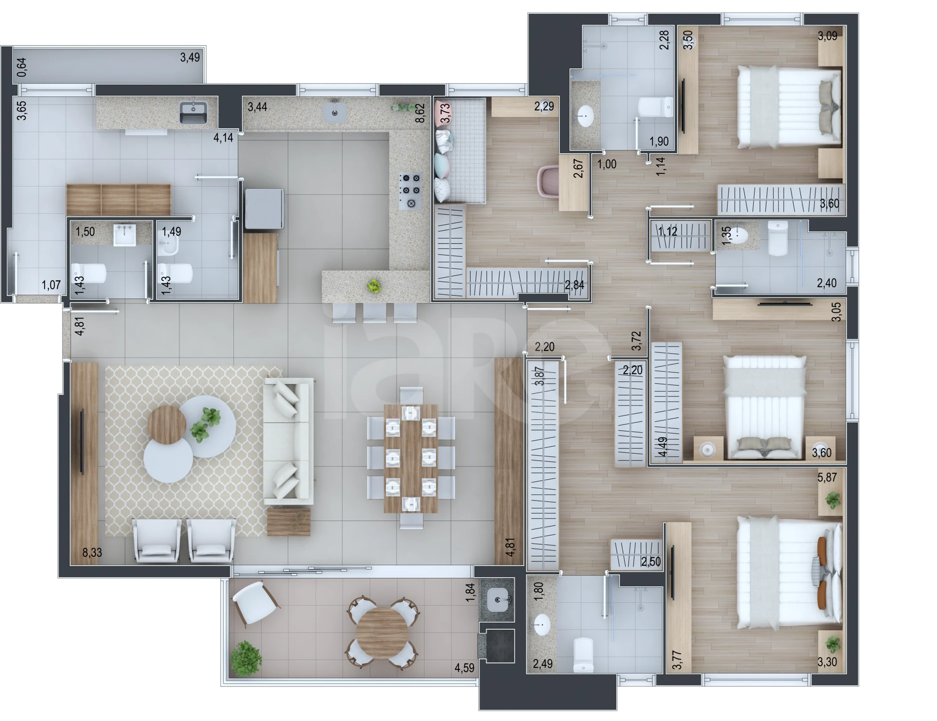 Planta — Apartamento 171,66 m²