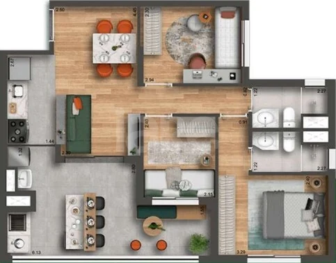 Planta — Apartamento 69,33 m²