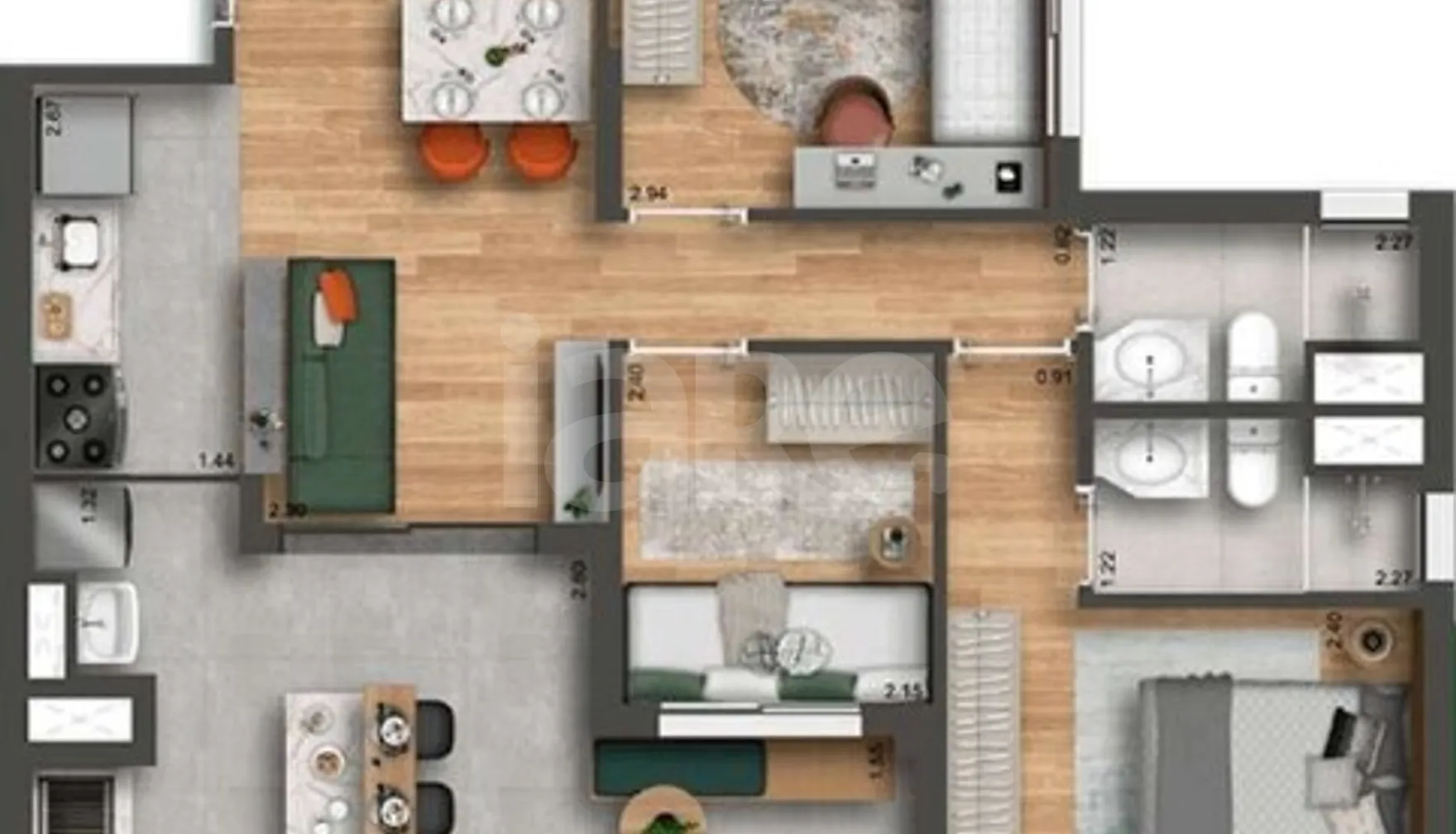 Planta — Apartamento 69,33 m²