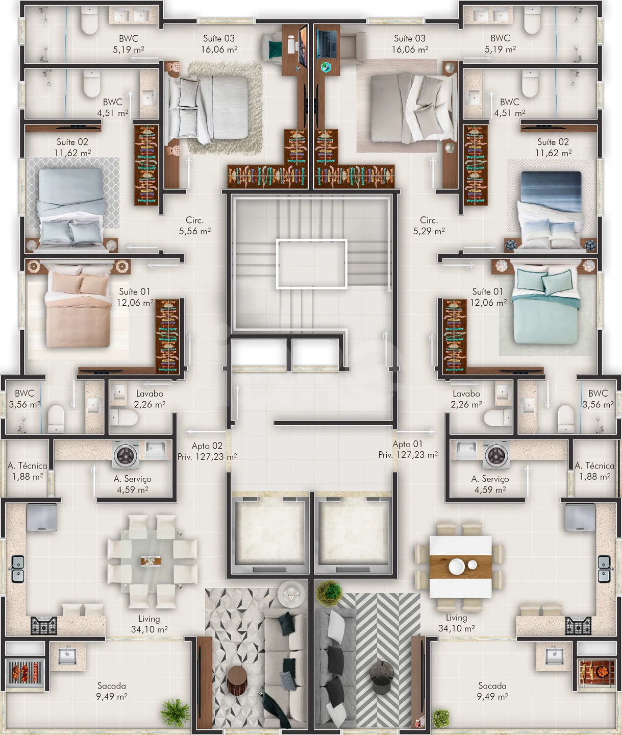 Planta — Apartamento 127 m²
