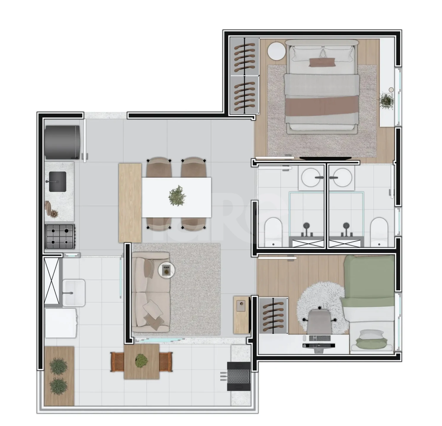 Planta — Apartamento 46,46 m²