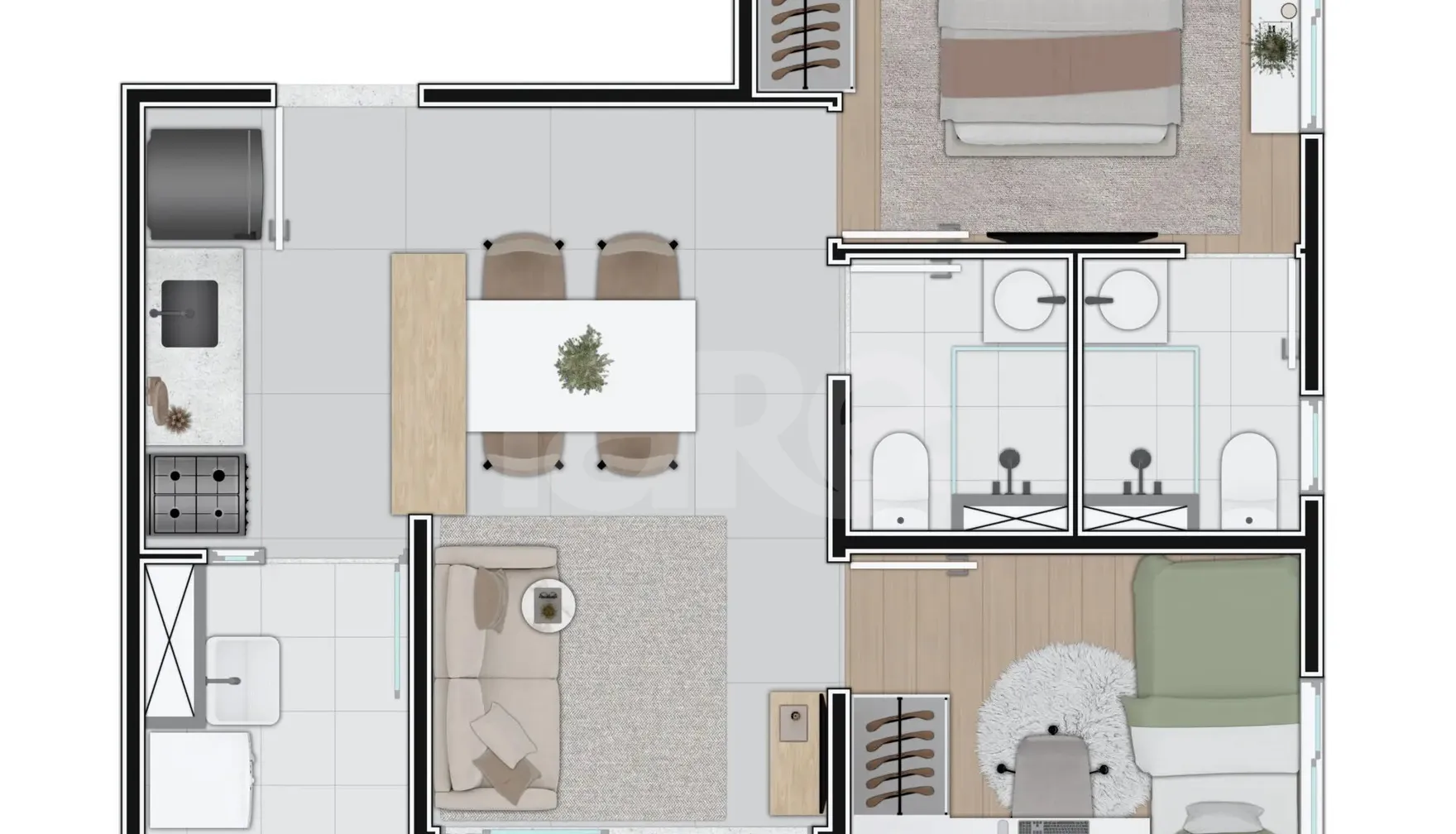 Planta — Apartamento 46,46 m²