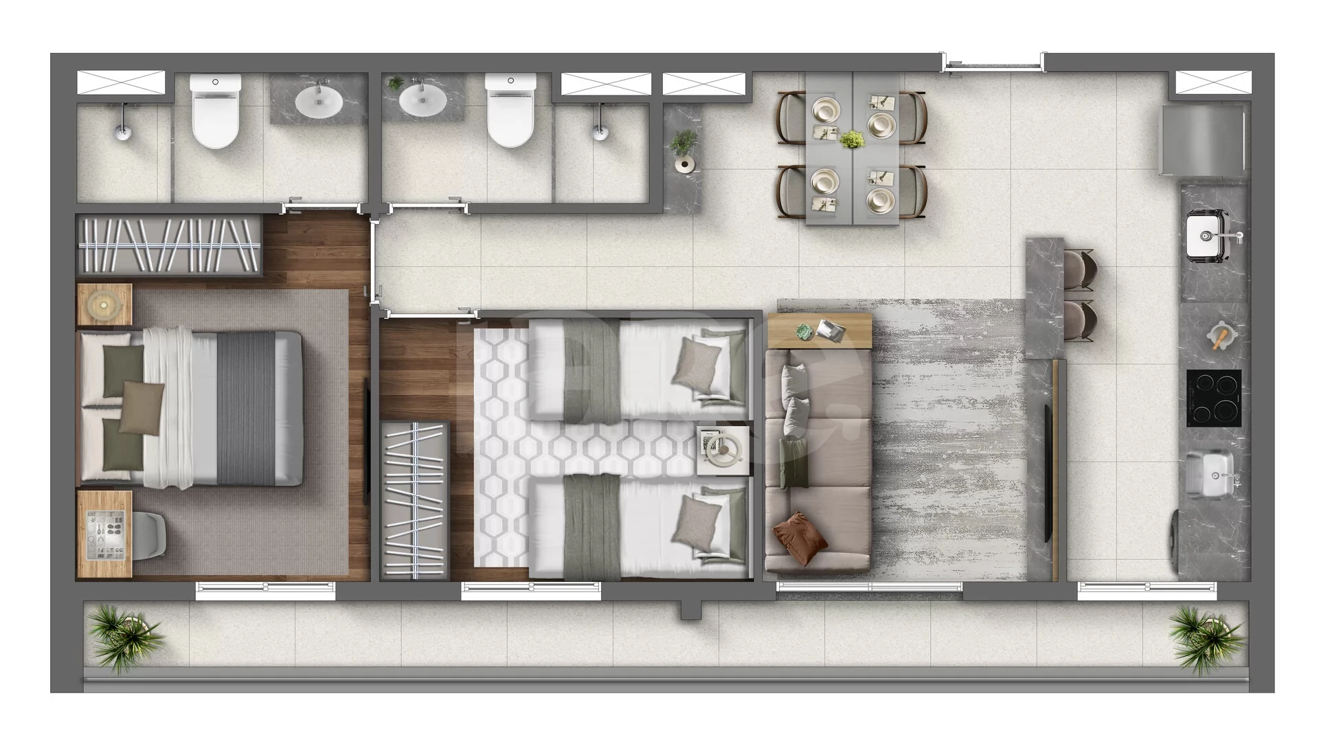 Planta — Apartamento 60,75 m²
