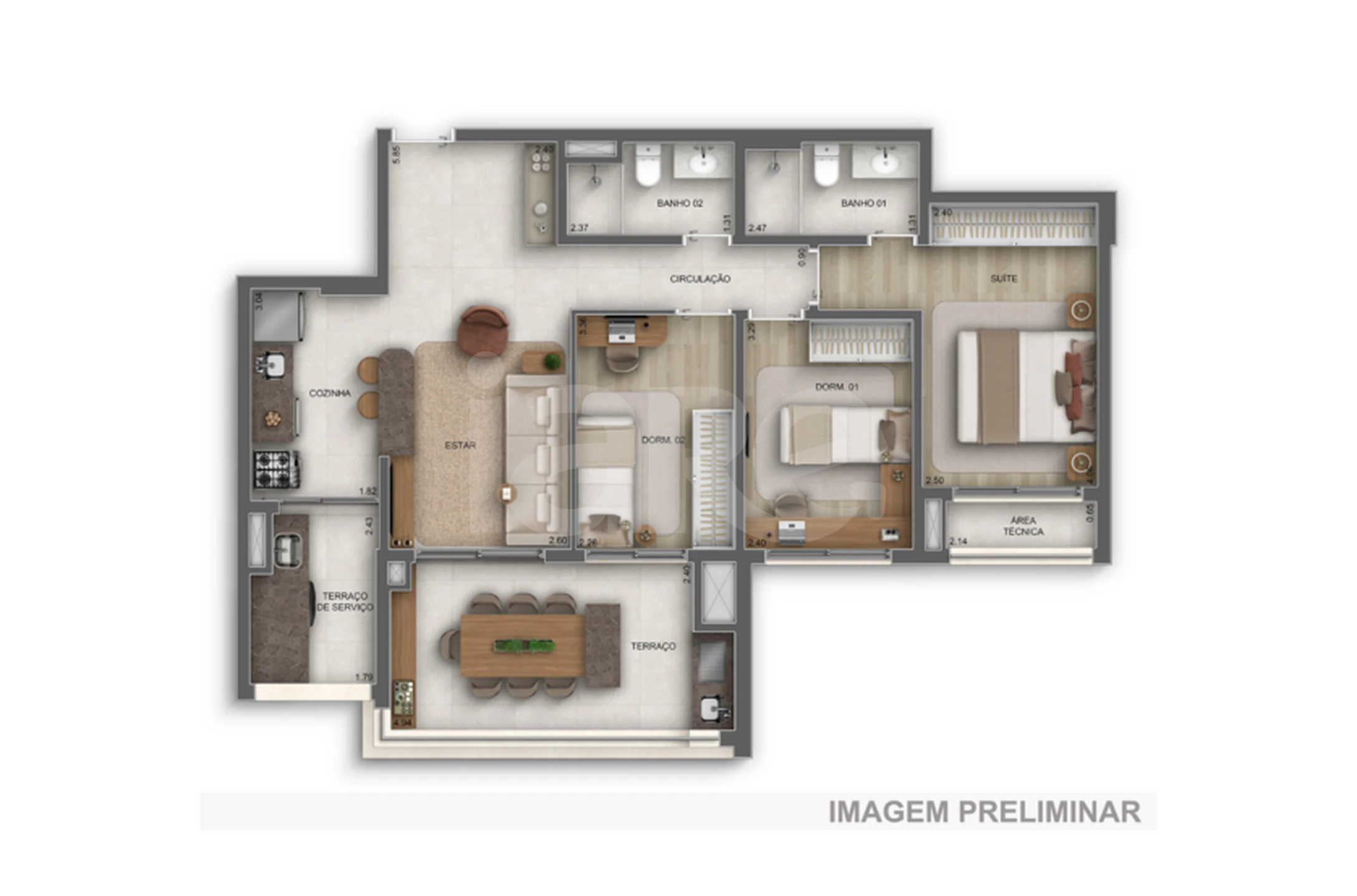 Planta — Apartamento 88,81 m²