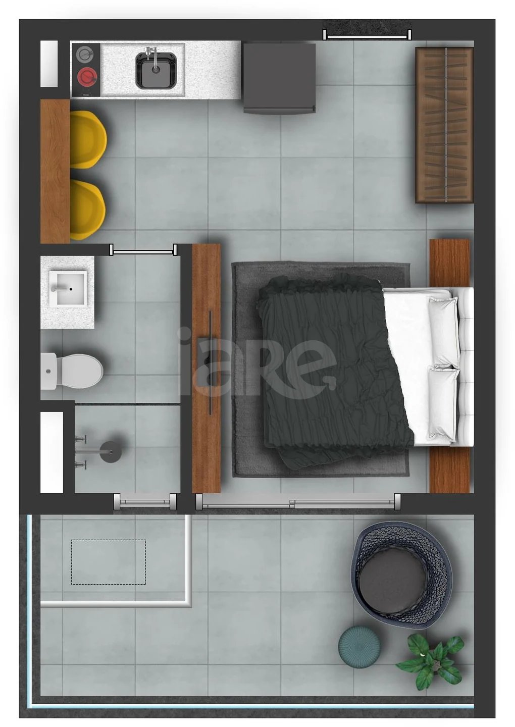 Planta — Studio 24,9 m²