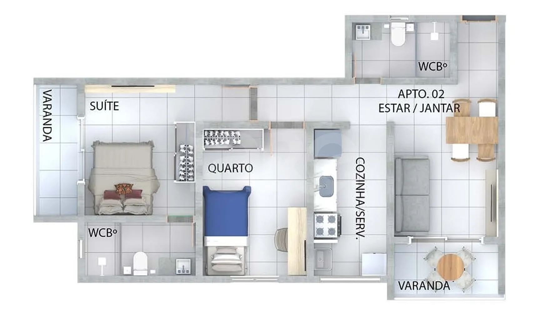 Planta — Apartamento 61,08 m²