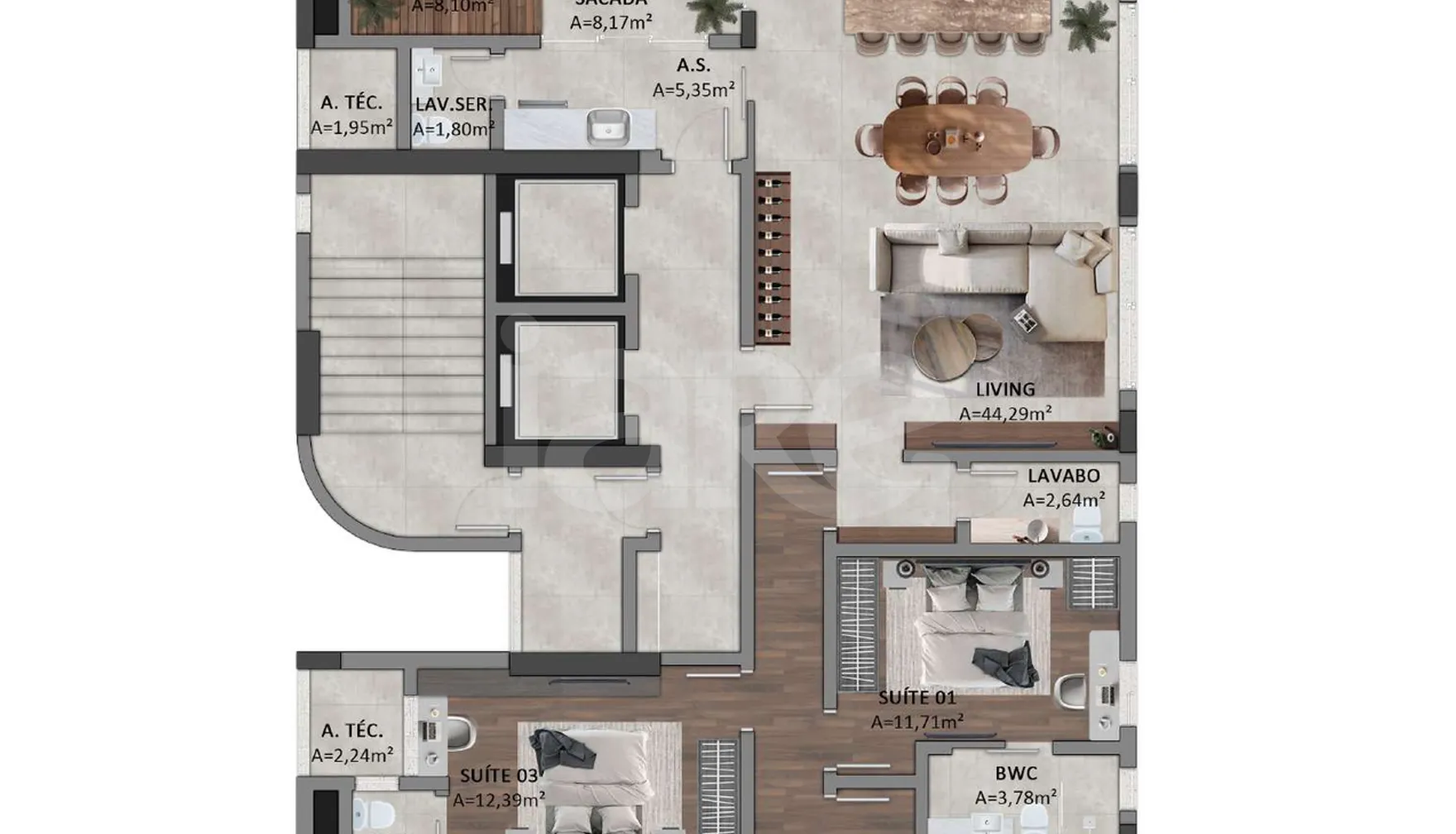 Planta — Apartamento 186 m²