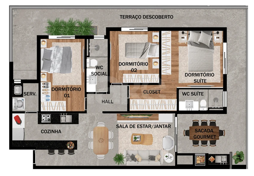 Planta — Garden 107 m²