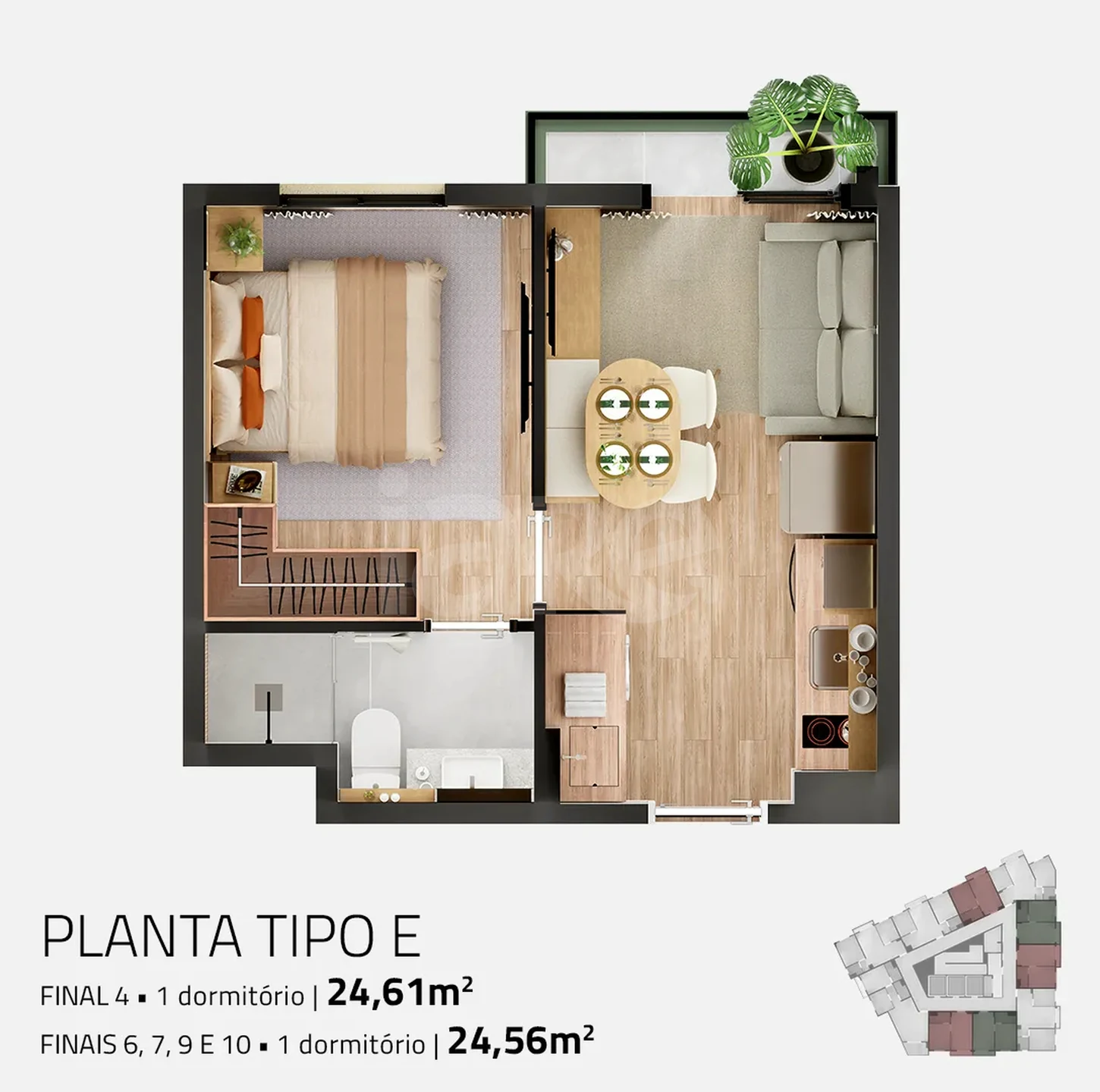 Planta — Apartamento 24,56 m²