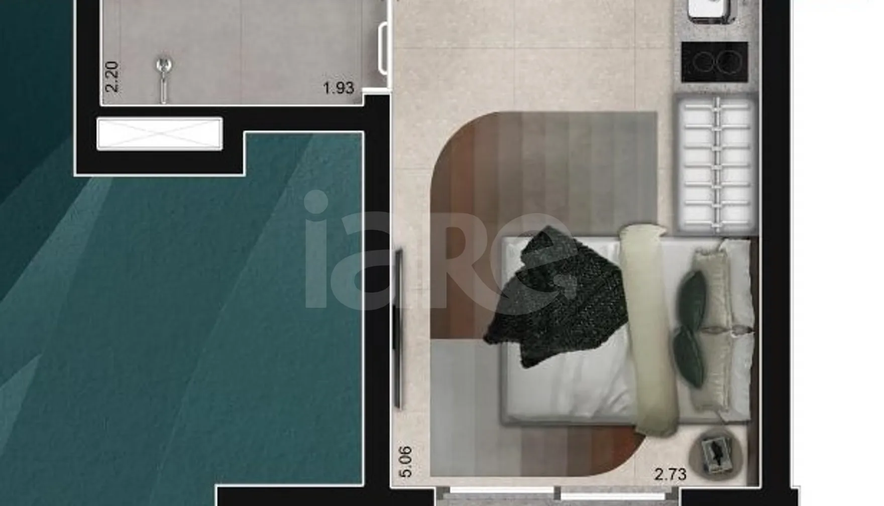 Planta — Studio 30,09 m²