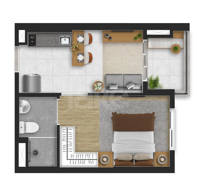 Planta — Apartamento 25,47 m²