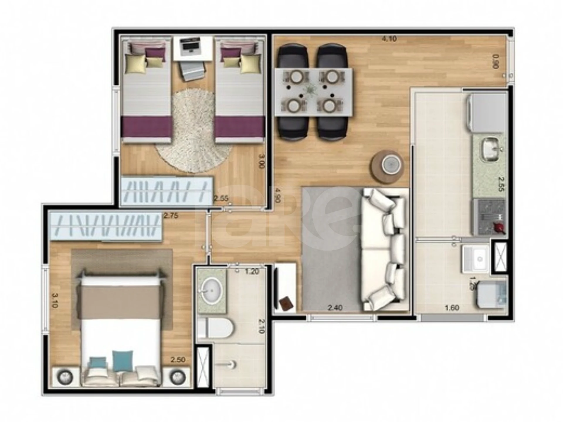 Planta — Apartamento 43,77 m²