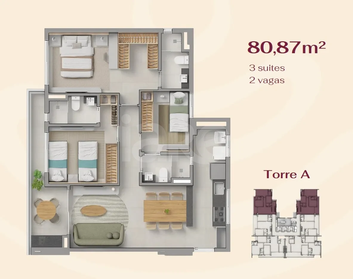 Planta — Apartamento 80 m²
