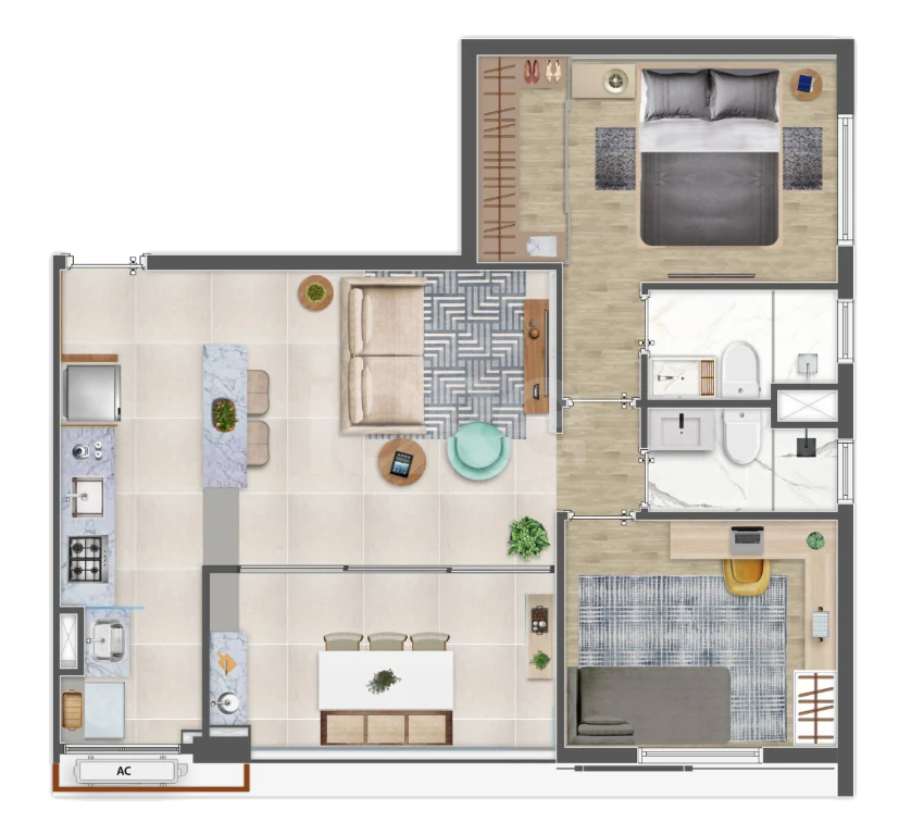 Planta — Apartamento 68,5 m²