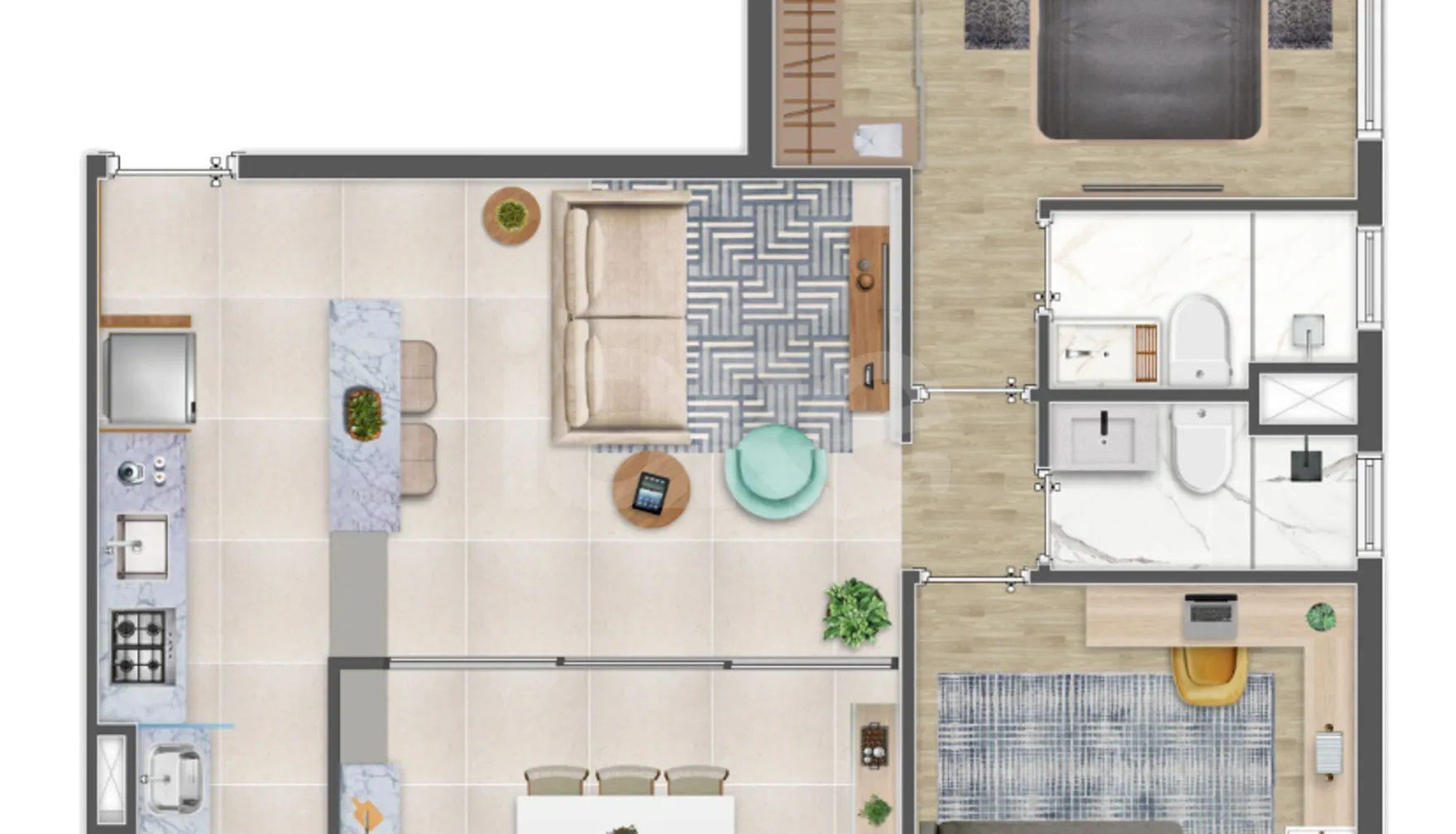 Planta — Apartamento 68,5 m²