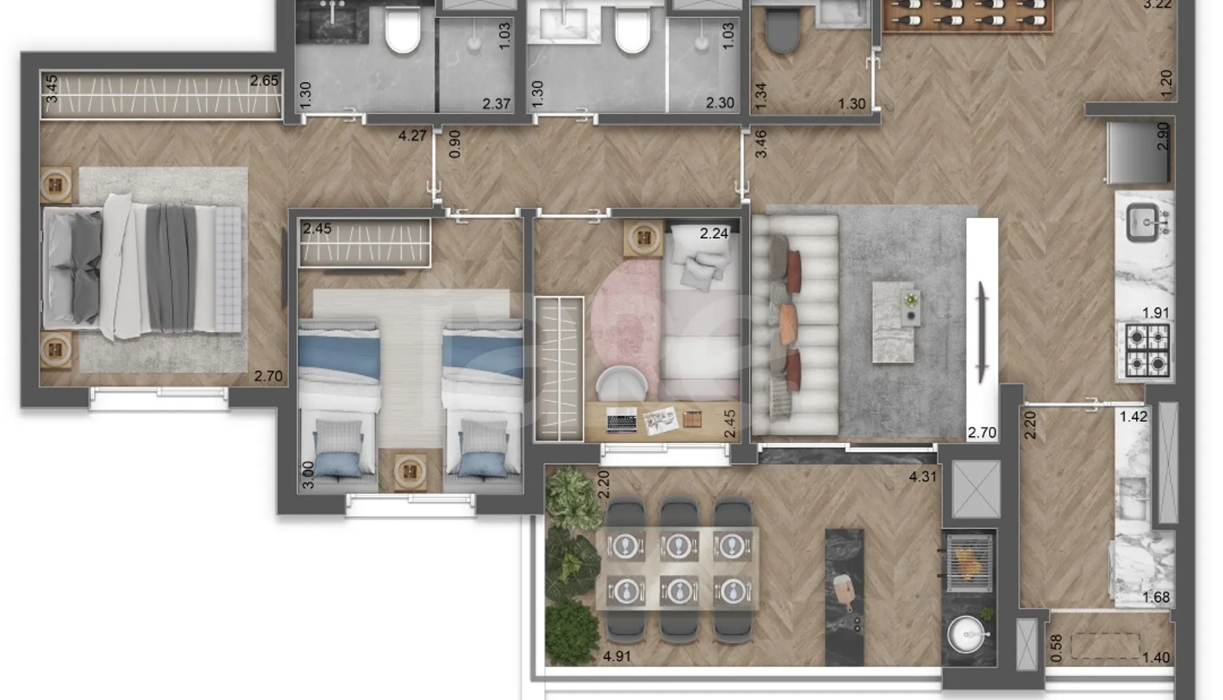 Planta — Apartamento 81,64 m²