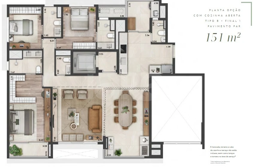 Planta — Apartamento 151,66 m²