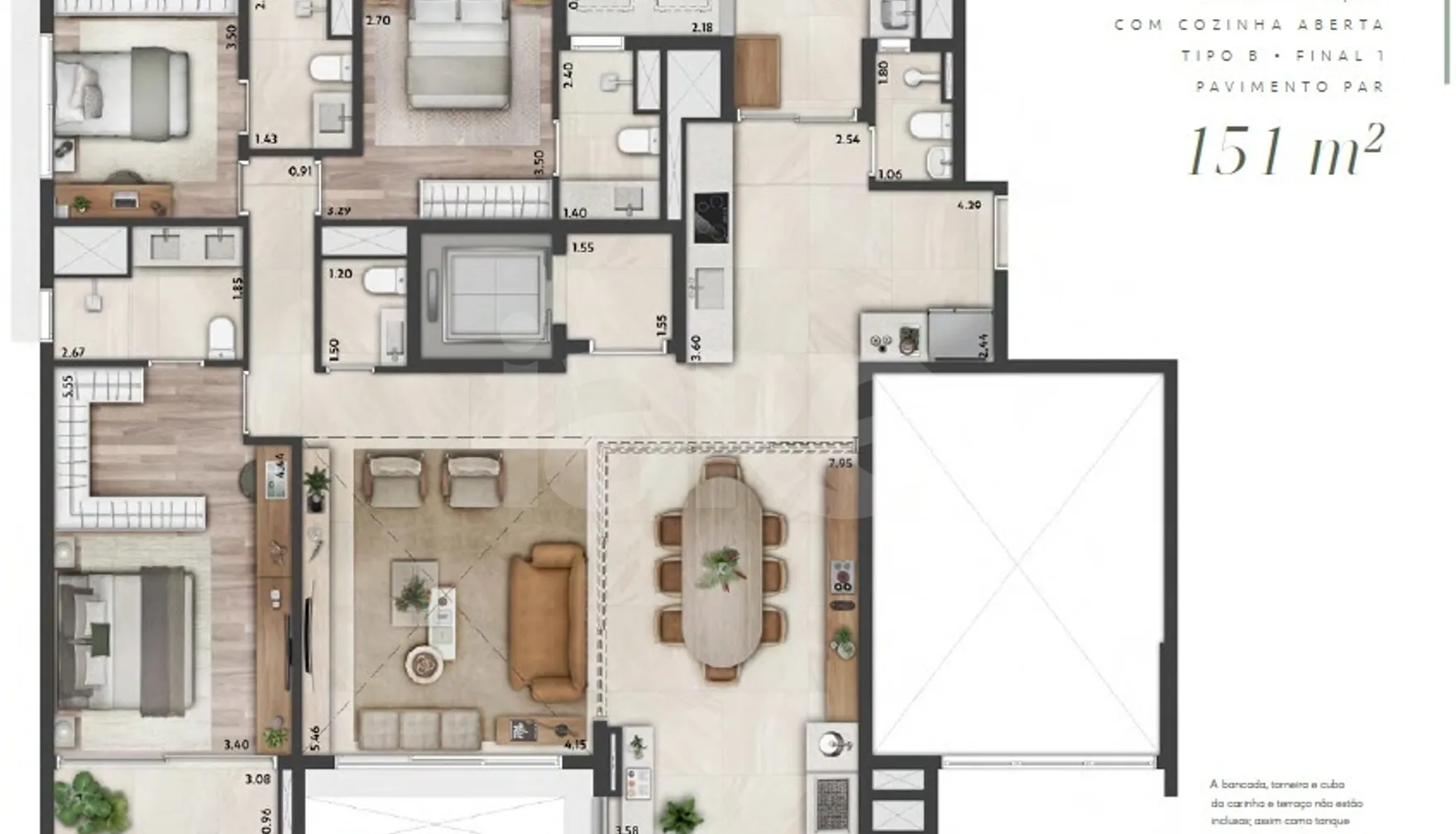 Planta — Apartamento 151,66 m²