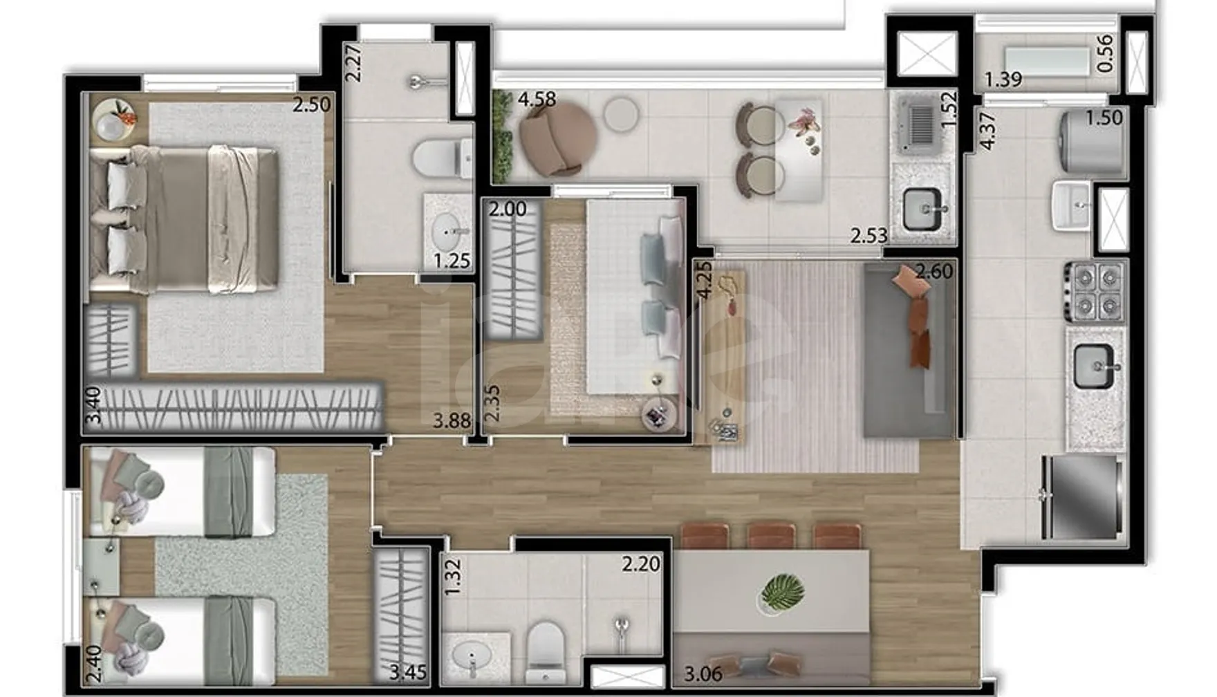 Planta — Apartamento 67,02 m²
